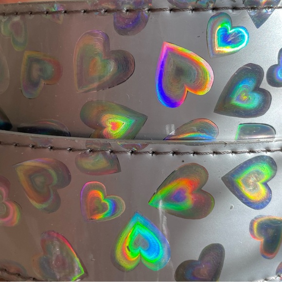 ~silver belt with rainbow iridescent hearts~ - Picture 1 of 2